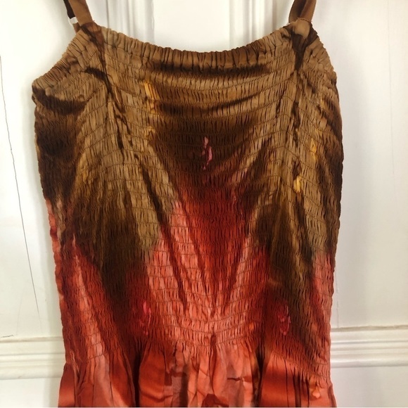 Boho Festival TIE Dye Ruched Beach Midi Dress Medium - Picture 3 of 9